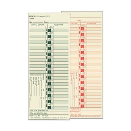 Tops Business Forms TOPS, Time Card For Lathem, Bi-Weekly, Two-Sided, 3 1/2 X 9, 500PK 1275